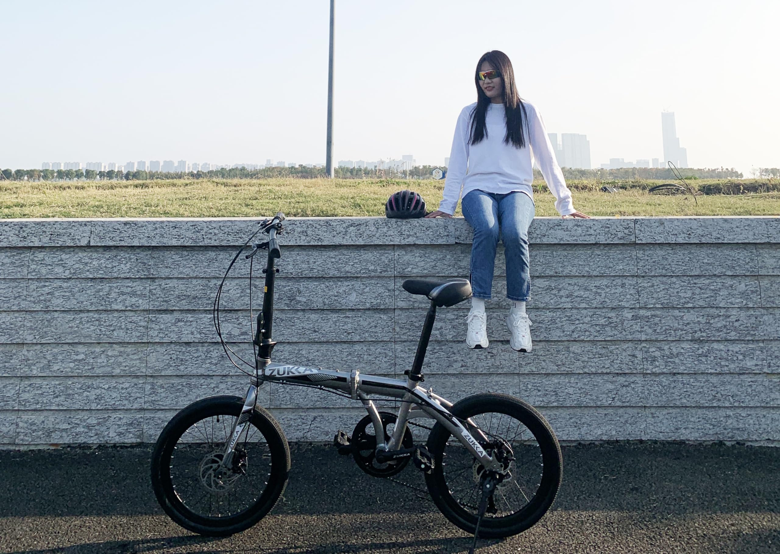 MEGHNA 20 Inch Folding Bike - 7 Speed Lightweight Aluminum Frame with Dual Disc Brakes - Compact Foldable City Commuter Bike for Adults & Teens - Perfect for Urban Commuting, Travel & Storage