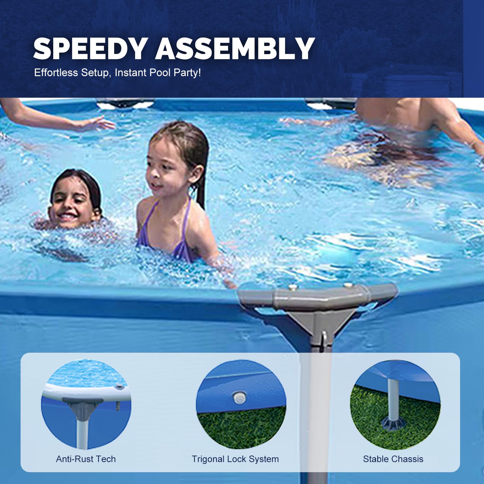 DIMAR GARDEN 10ft x 30in Above Ground Steel Frame Round Swimming Pool for Backyard, Outdoor Family Fun & Summer Relaxation