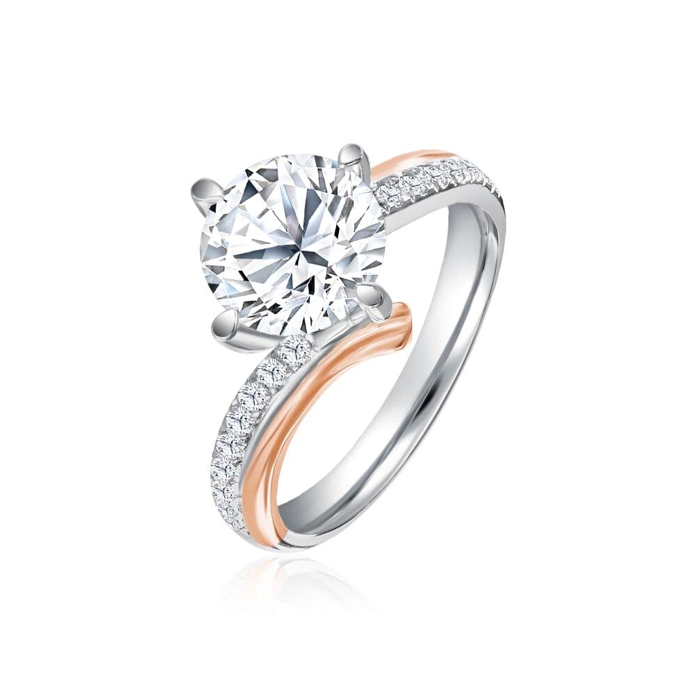 10K Rose Gold Moissanite Engagement Ring for Women - Infinity Side Stones, 4 Prong Setting, Anniversary & Wedding Band with Free Engraving - Perfect for Proposals, Weddings & Special Occasions