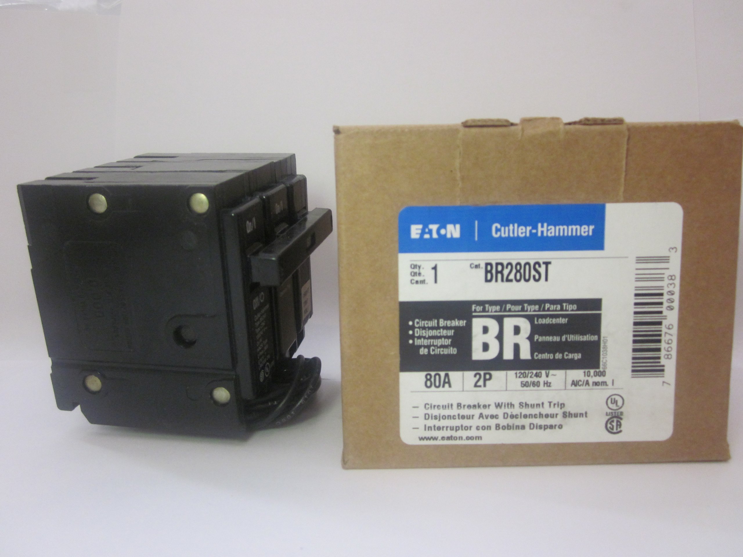 Cutler Hammer BR280ST 80 Amp 2-Pole Circuit Breaker with Shunt Trip - Ideal for Commercial Electrical Panels & Industrial Equipment Protection