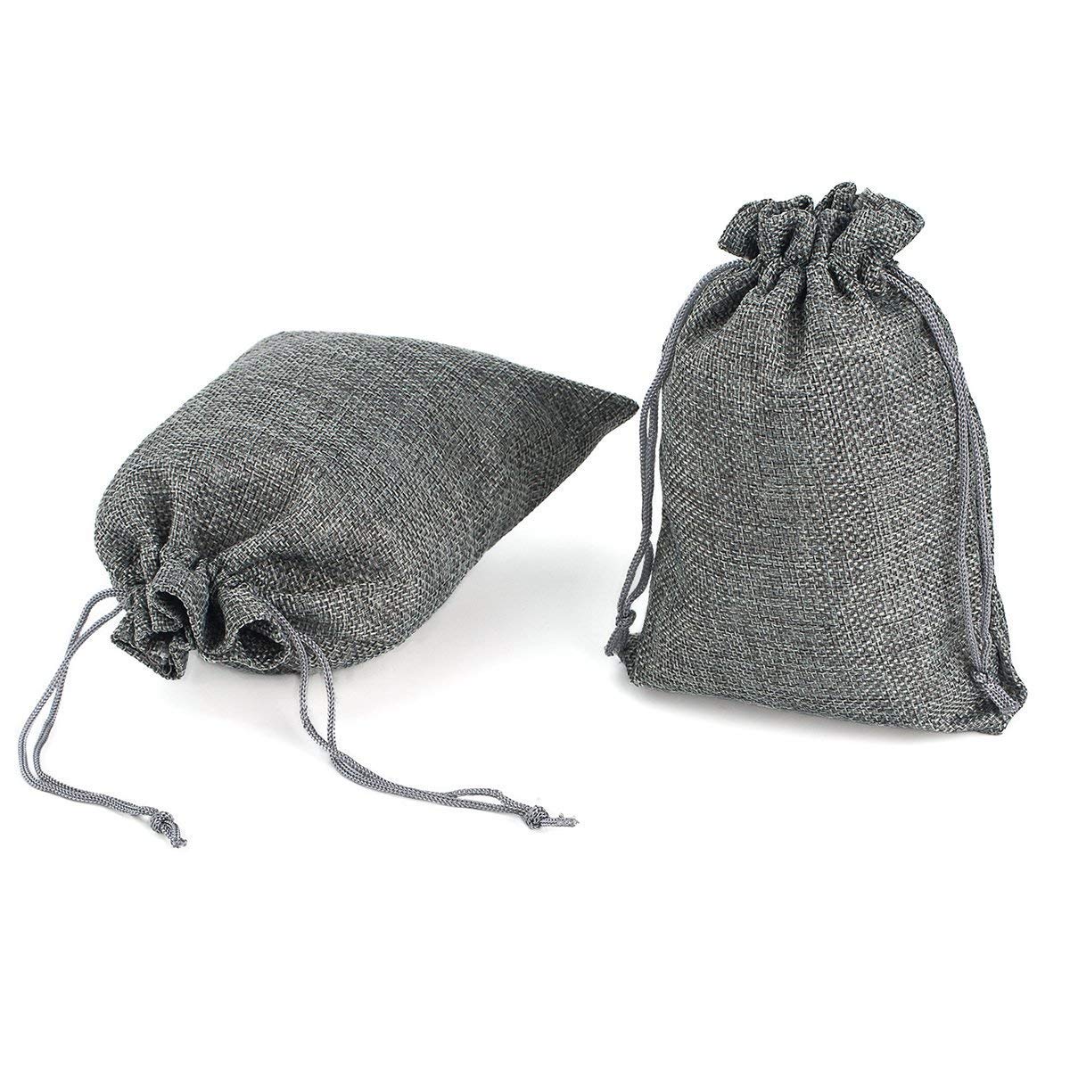 30 Pack Natural Burlap Drawstring Bags - 4 x 5.5 Inch Small Gift Pouches for Jewelry, Wedding Favors, Party Decor & DIY Crafts - Eco-Friendly Fabric Gift Bags for Bridal Shower, Baby Shower, Christmas & Holiday Gifting (Gray)