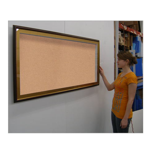 20x30 Inch SwingFrame Designer Wood Framed Large Cork Bulletin Board - 2 Inch Deep Display Case for Office, Home, or Classroom Organization & Memo Display