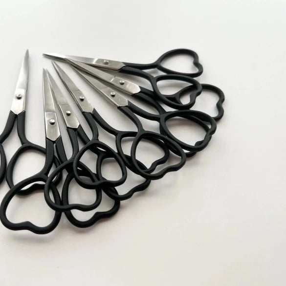 Premium Matte Black Heart Embroidery Scissors - Sharp Stainless Steel Blades for Precision Cutting - Perfect for Sewing, Crafting, and DIY Projects