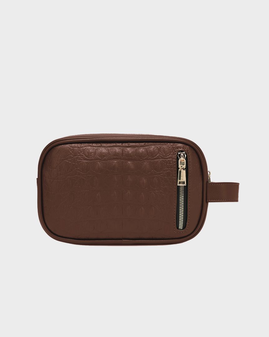 Premium Apollo 2 Leather Toiletry Bag for Men - Waterproof Travel Cosmetic Organizer (Chocolate Brown) - Perfect for Business Trips, Gym & Weekend Getaways