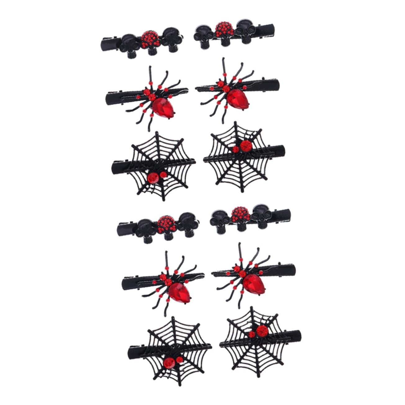 Minkissy 12Pcs Halloween Skull Hair Clips - Punk Spider Web Barrettes for Girls, Witch Costume Accessories