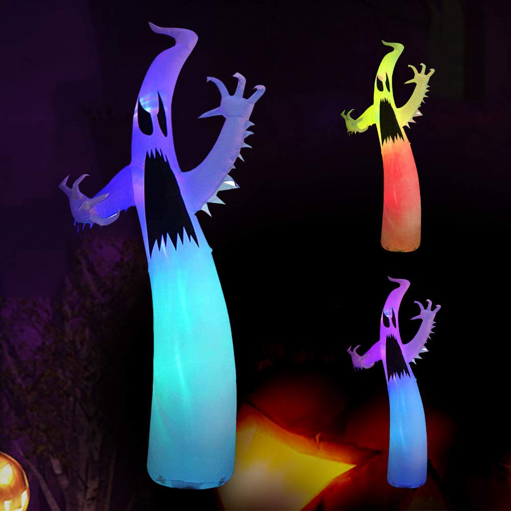 12 Ft Halloween Inflatable Scary White Ghost with Color Changing LED Lights - Outdoor Blow Up Decor for Yard, Lawn & Party | Spooky Halloween Decoration for Front Yard, Haunted House & Trick-or-Treat Scene