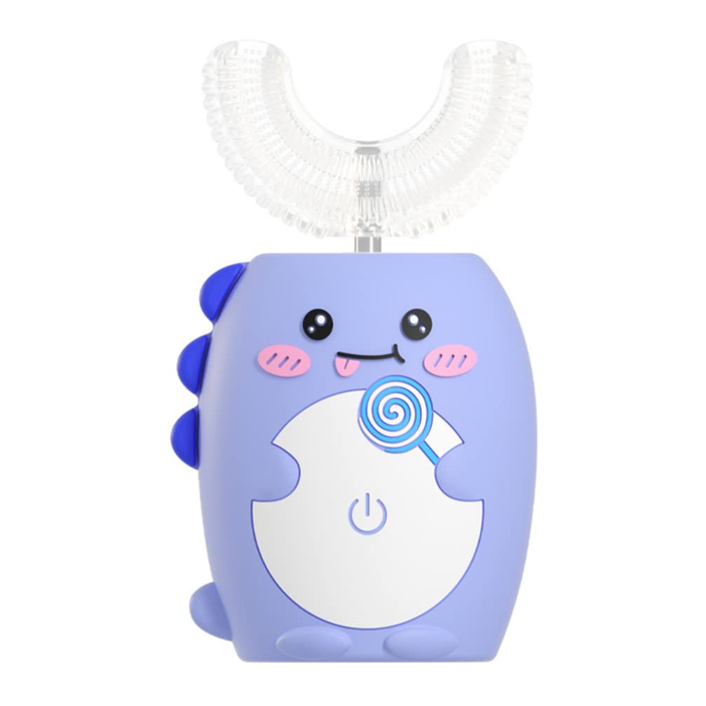 Zerodeko Kids U-Shaped Electric Toothbrush - Waterproof Automatic Toothbrush with Soft Silicone Bristles for Toddlers & Children | Promotes Oral Health, Teeth Whitening & Gum Massage | Perfect for Home, Travel & Daily Dental Care (Blue)