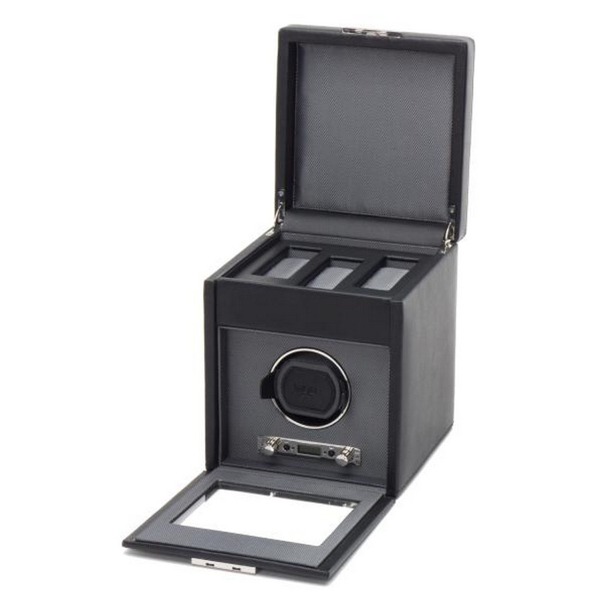 Premium Men's Watch Winder Box - Holds 3 Timepieces with Faux Leather, Glass Top & Secure Key Lock | Perfect for Automatic Watch Storage, Display & Protection at Home or Office