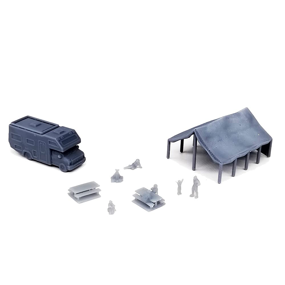 Outland Models 1:160 N Scale RV Park & Campsite Scenery Set with Miniature People - Perfect for Model Railroad Layouts & Diorama Displays