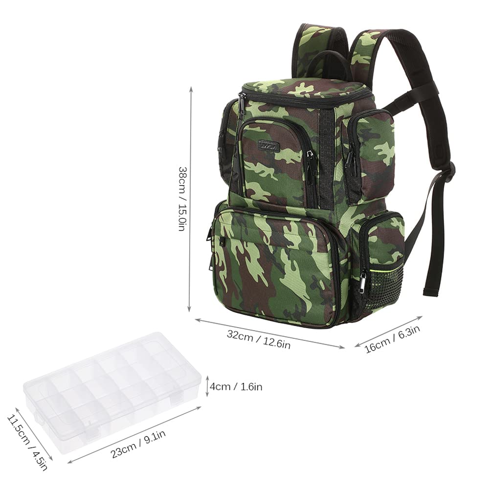 Lixada Waterproof Fishing Tackle Backpack - Large Multifunctional Utility Bag with 4 Storage Trays | Durable Fishing Gear Organizer for Freshwater & Saltwater Anglers