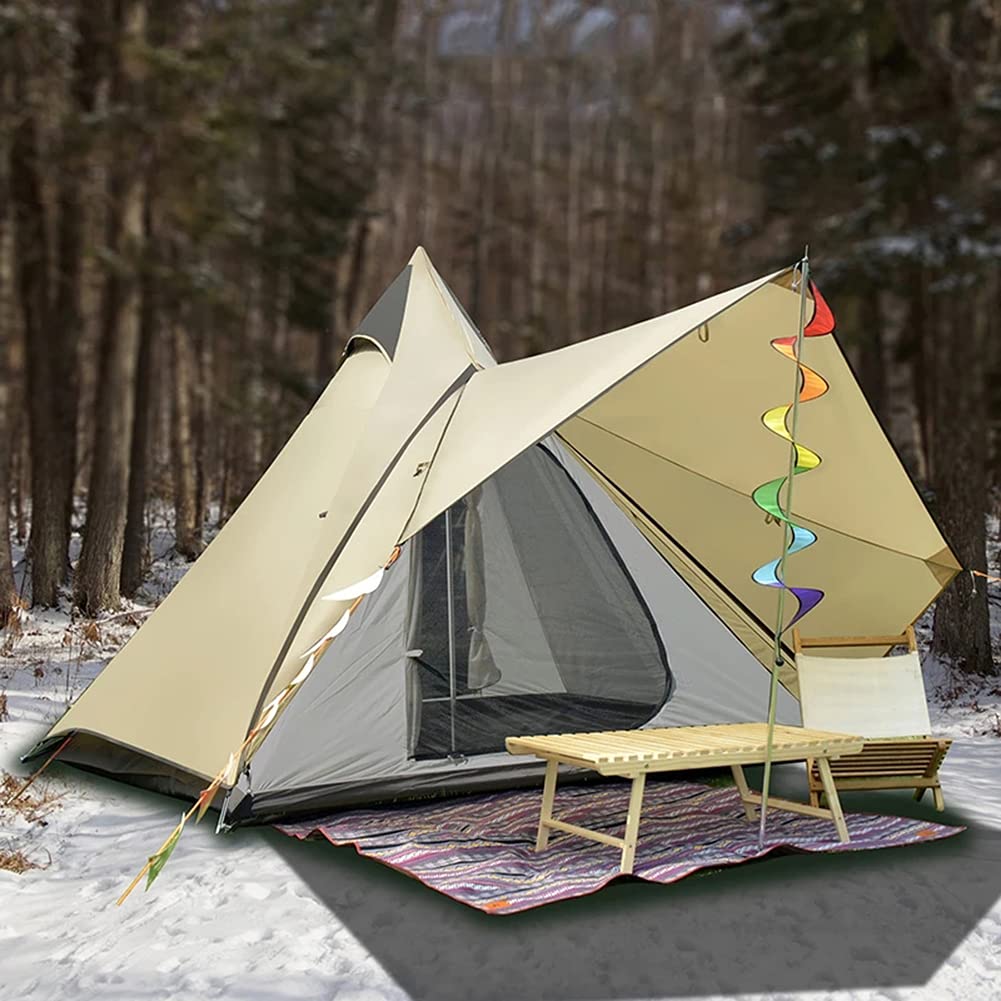 3-4 Person Waterproof Rainproof Double Layer Camping Teepee Tent for Family Outdoor Adventures - Perfect for Camping, Hiking, and Backyard Sleepovers
