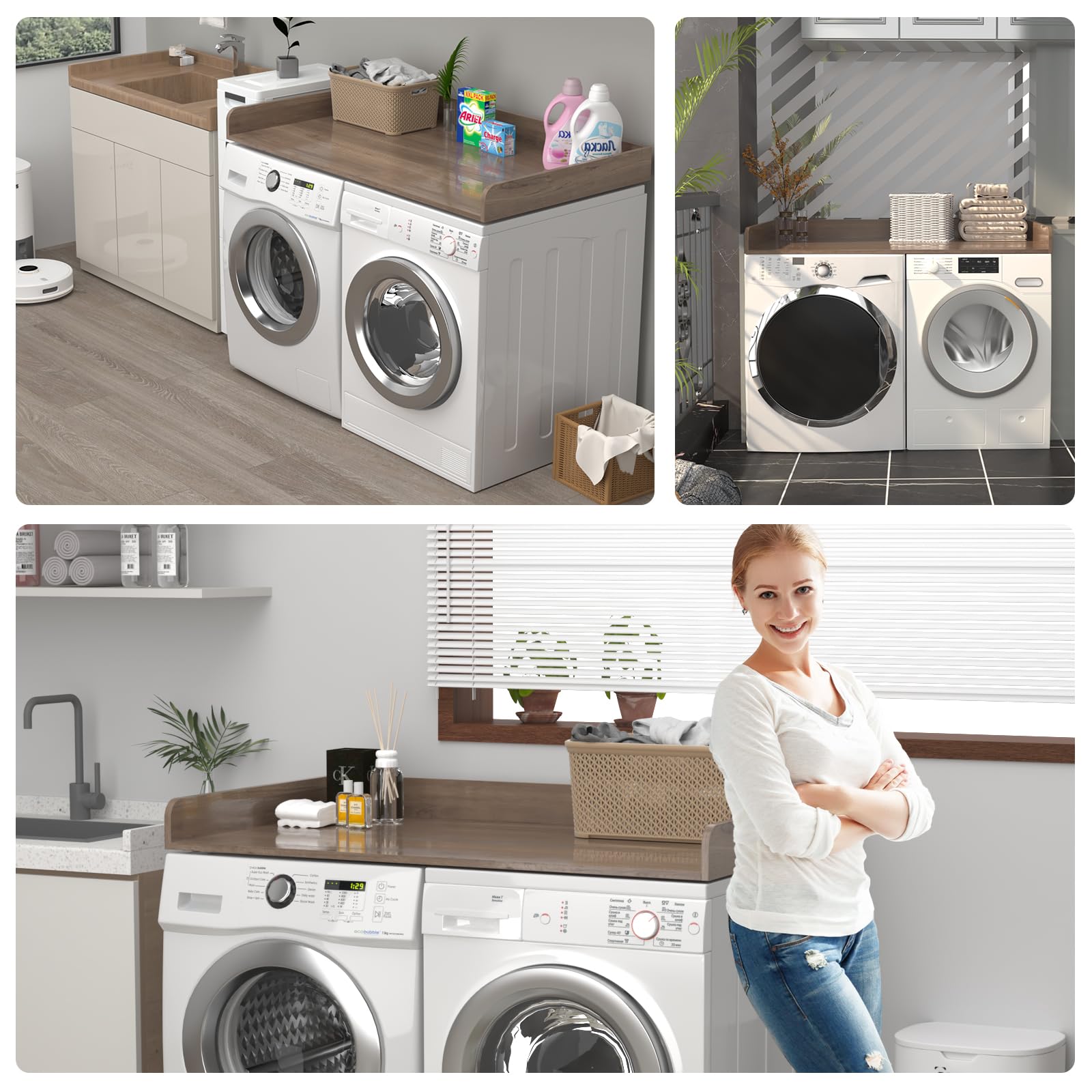 Premium White Marble Washer Dryer Countertop - 54