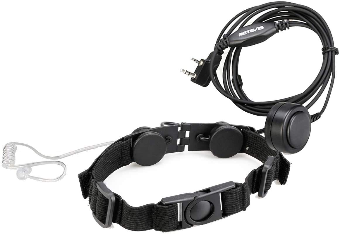 Retevis 2 Pin Throat Mic Headset - Noise Reduction Acoustic Tube with Finger PTT for RT22 RT27 H-777 Baofeng BF-888S Radios (1 Pack) - Ideal for Security, Construction & Outdoor Communication