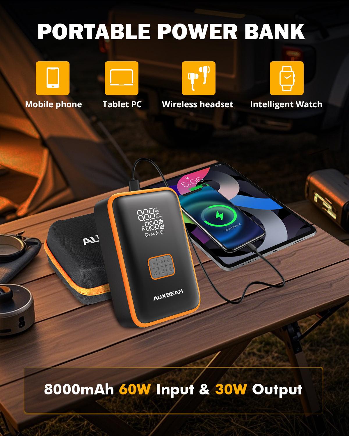 AJ3000 Series 3000A Car Jump Starter with Built-in Air Compressor (120PSI) - Portable Power Pack for 8L Gas & 6L Diesel Engines - Emergency Vehicle Battery Booster & Tire Inflator for Trucks, SUVs, RVs, Boats & More