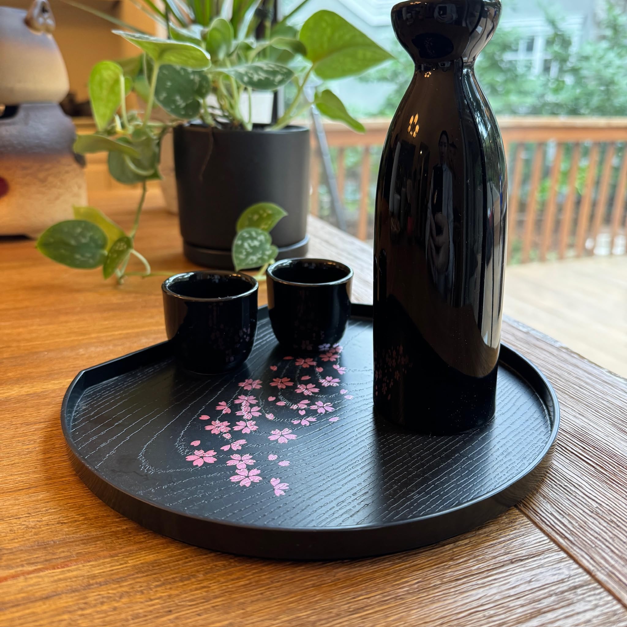 Premium Set of 4 Japanese Porcelain Sake Cups - 1.5oz Traditional Black Saki Wine & Tea Cups - Microwave & Dishwasher Safe - Perfect for Sake Tasting, Japanese Tea Ceremonies & Home Entertaining
