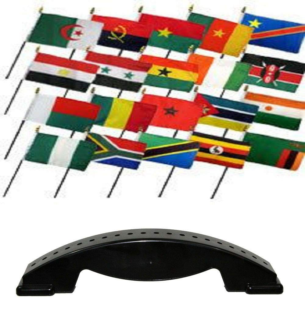4x6 Inch African Country Desk Flags Set - 20 Mini Stick Flags with Hole Base Stand - Black Lives Matter & Pan-African Liberation UNIA Flags - Perfect for Office Decor, Cultural Events, and Educational Displays