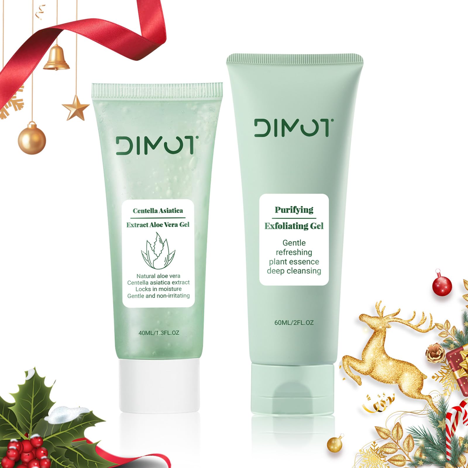 Purifying Exfoliating Gel - Gentle Facial & Body Scrub with Aloe Vera for Deep Cleansing & Moisturizing | Soothing Skincare Set for Women & Men (2pcs) | Perfect for Daily Routine, Spa Days & Christmas Gifts