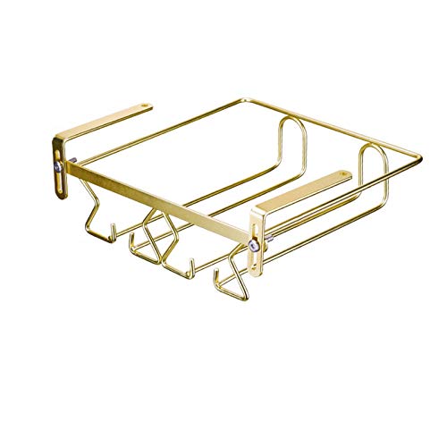 Under Cabinet Wine Glass Holder - Gold Stainless Steel Rack for Kitchen & Bar Organization - Perfect for Storing Stemware in Small Spaces & Home Decor
