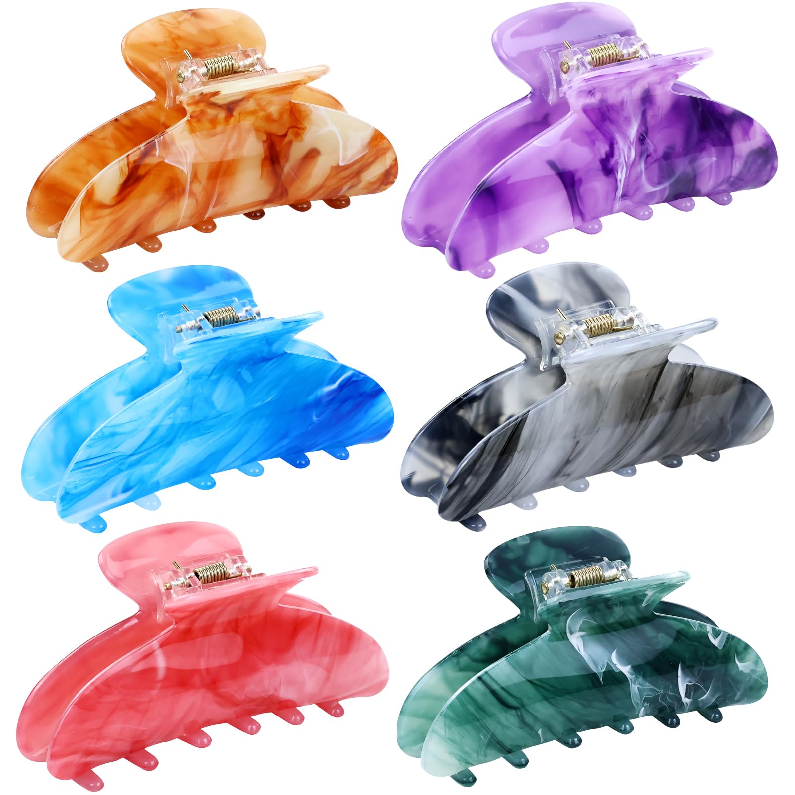 6 Pack Butterfly Octopus Plastic Hair Claw Clips - Jaw Barrettes Hair Grips for Women & Girls - Thin & Thick Hair Accessories - Perfect for Buns, Chignons & Updos - Great for School, Work & Parties