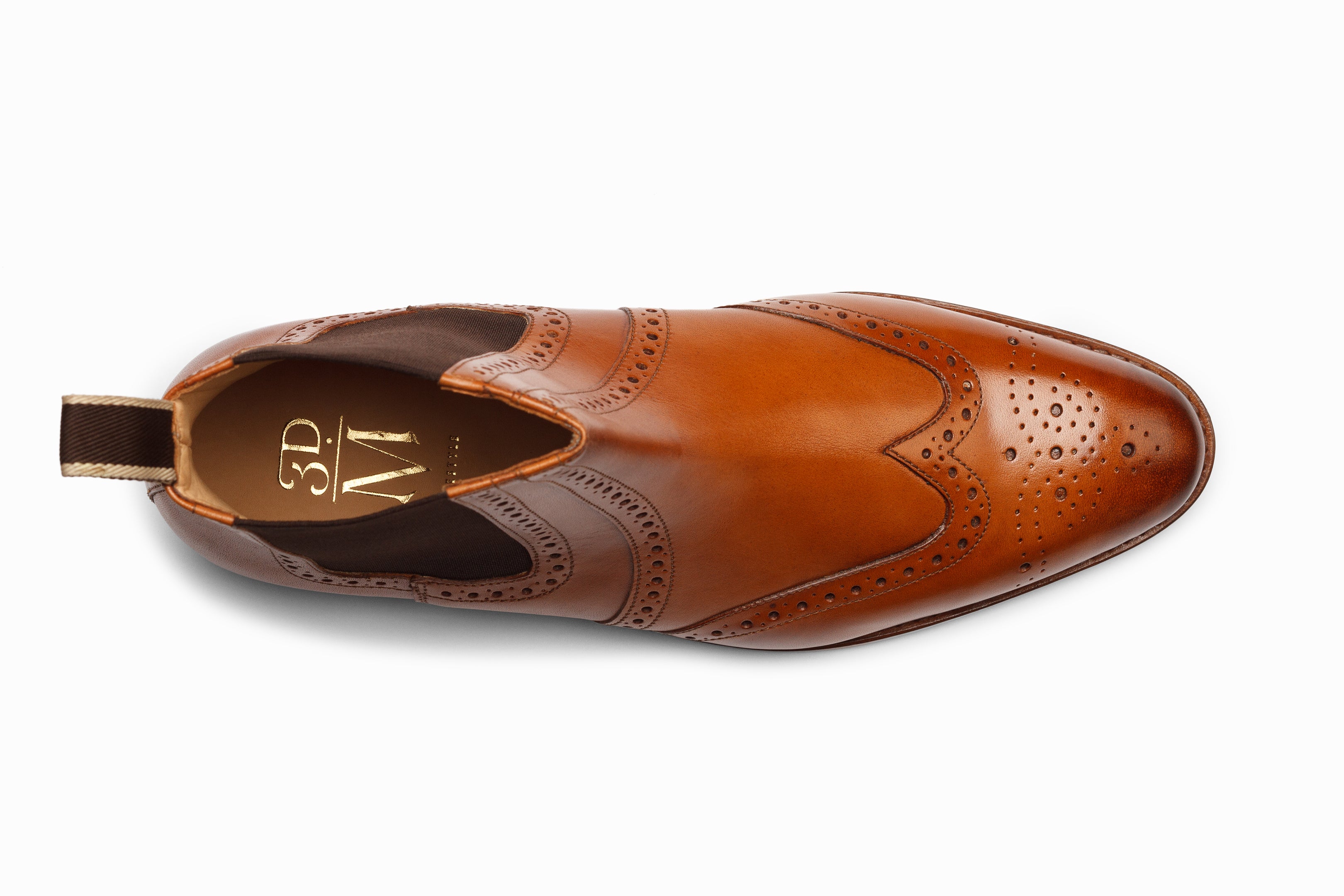 Premium Wingtip Chelsea Brogue Boots for Men - Stylish Tan Leather Ankle Boots - Perfect for Business Casual, Office Wear & Formal Occasions