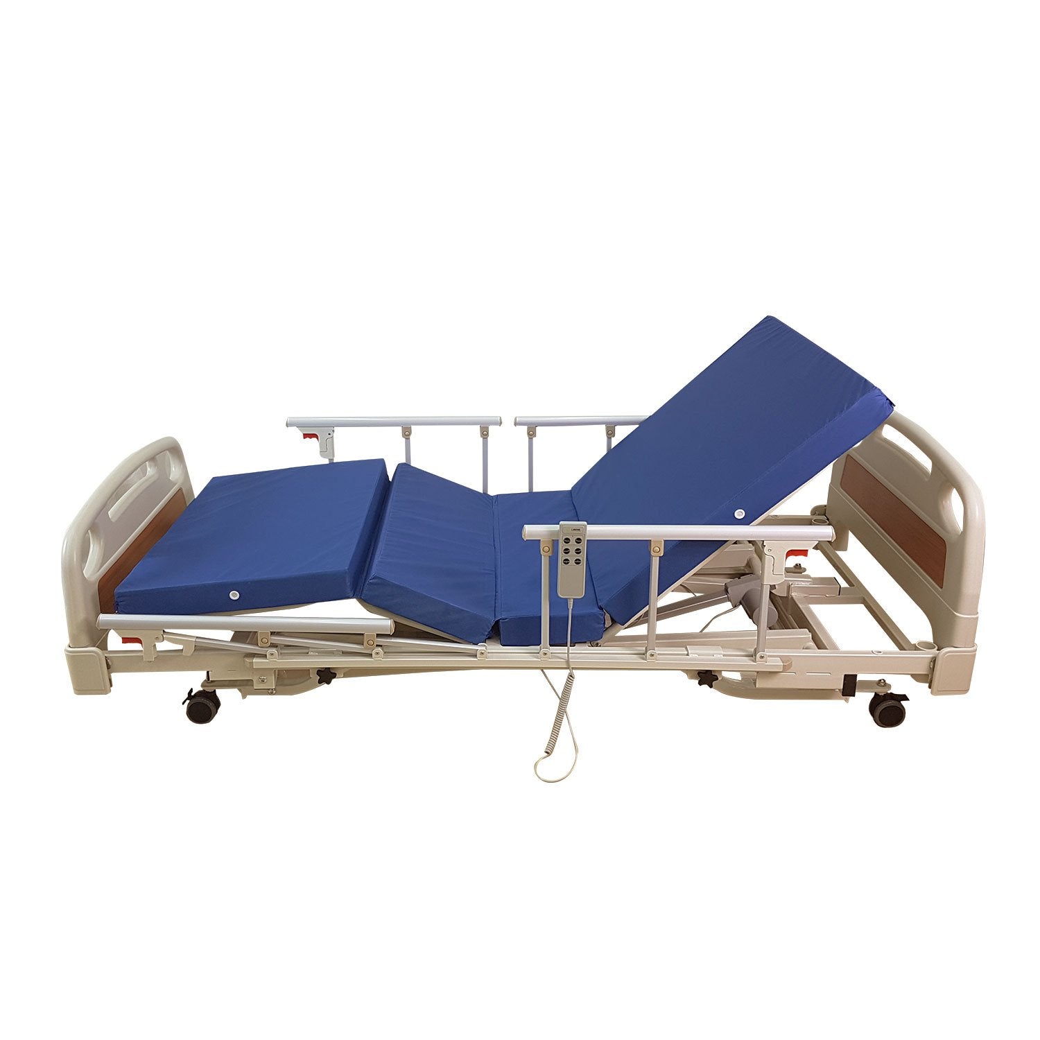 Electric Adjustable Low Hospital Bed with 4 Safety Side Rails - Home Care & Medical Use for Elderly & Patients