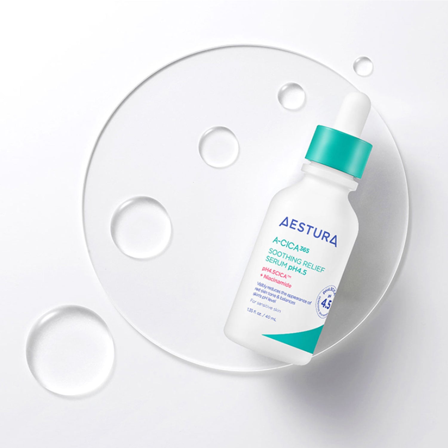 AESTURA A-Cica 365 Soothing Relief Serum pH 4.5 - 40ml Korean Skincare for Sensitive Skin | Hydrating & Calming Facial Treatment for Redness & Irritation | Day & Night Use