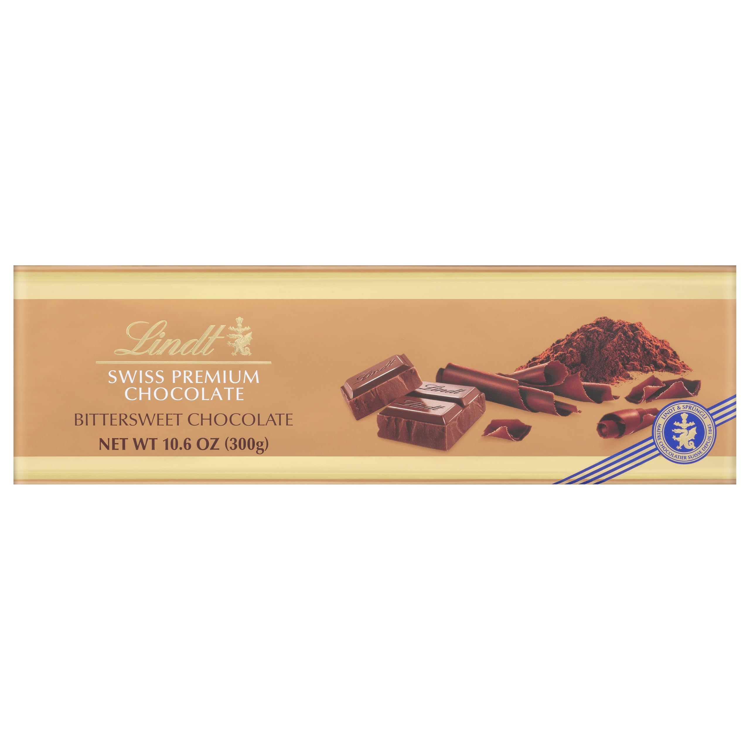 Lindt Swiss Bittersweet Chocolate Gold Bar - Premium Dark Chocolate Candy Bar, 10.6 oz - Perfect for Gifts, Baking & Desserts
