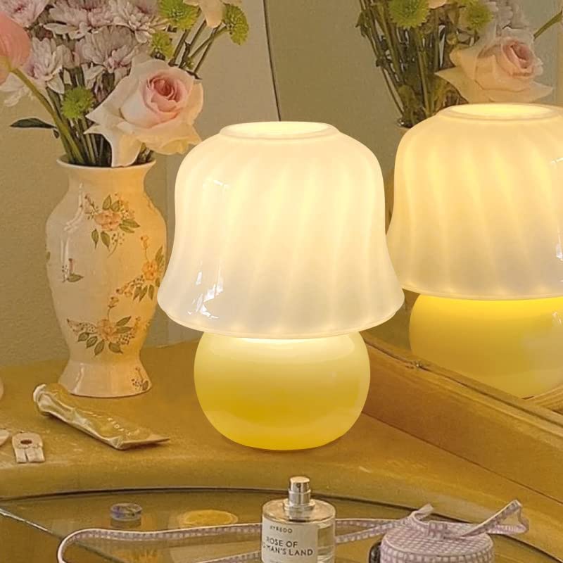 Classic Mushroom LED Table Lamp - USB Rechargeable Touch Night Light, Warm Yellow Atmosphere Bedside Lamp for Bedroom, Desk, Wedding & Home Decor | Perfect for Night Reading, Nursery, Party & Festival Lighting