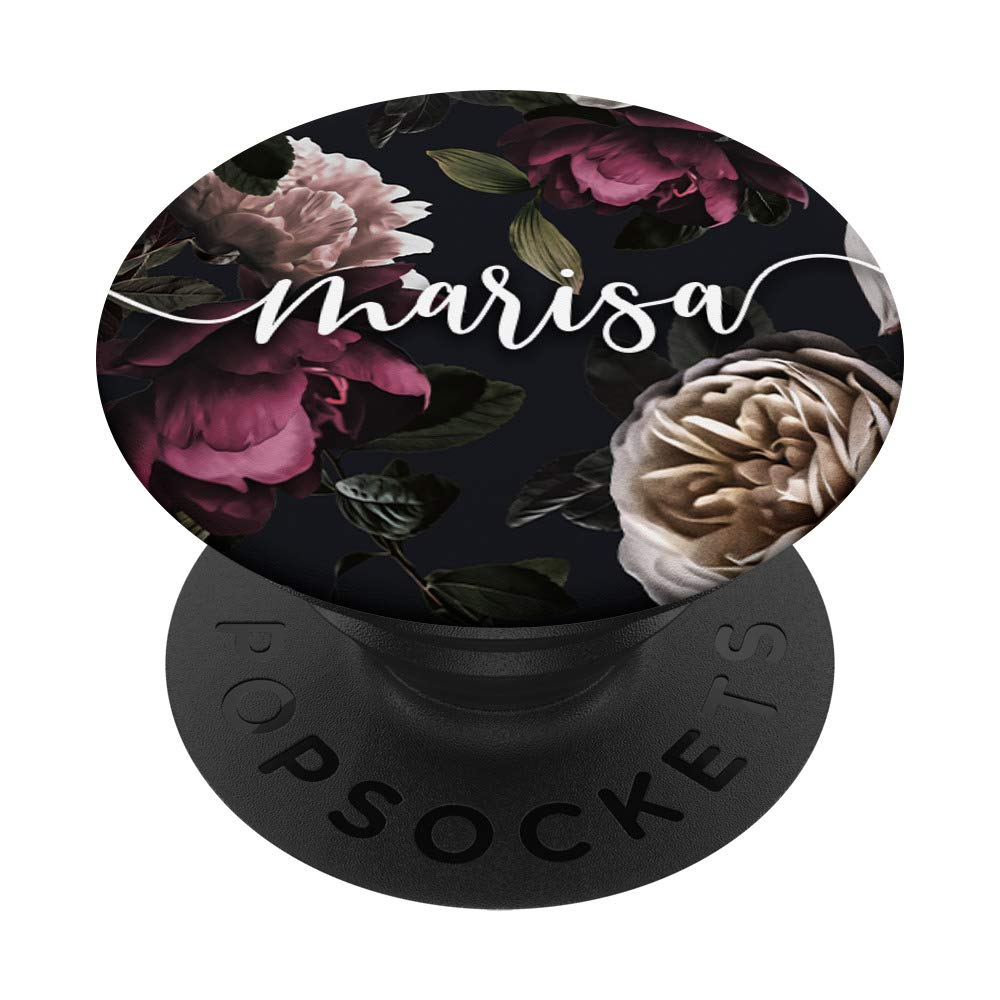 Marisa - Elegant Floral Rose & Peony Personalized Name PopSockets PopGrip | Swappable Phone & Tablet Grip | Custom Phone Accessory for Women | Perfect Gift for Birthday, Anniversary & Mother's Day