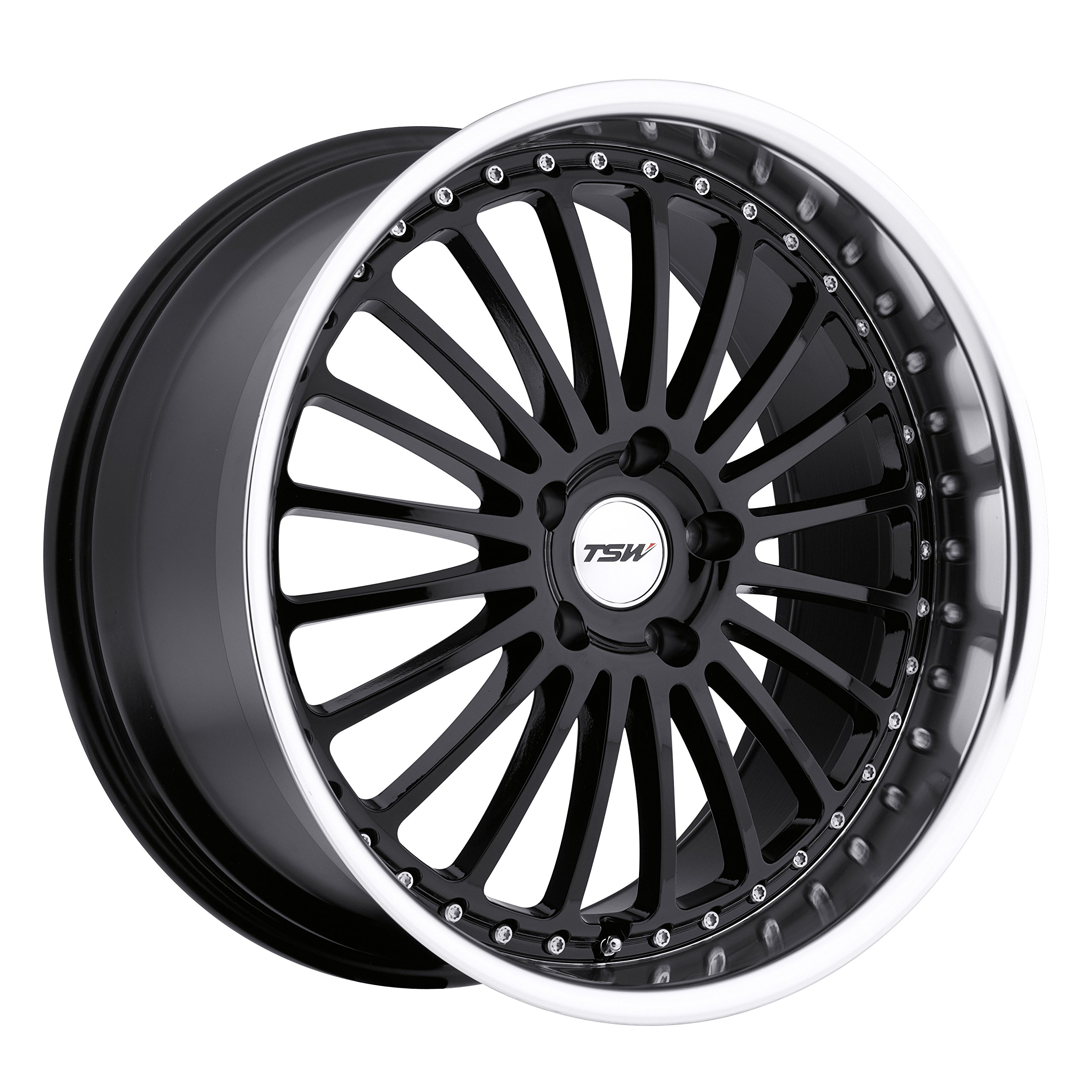 TSW Silverstone Gloss Black Alloy Wheel with Machined Lip - 19x8 Inches, 5x108 Bolt Pattern - Perfect for Luxury Cars & Performance Vehicles