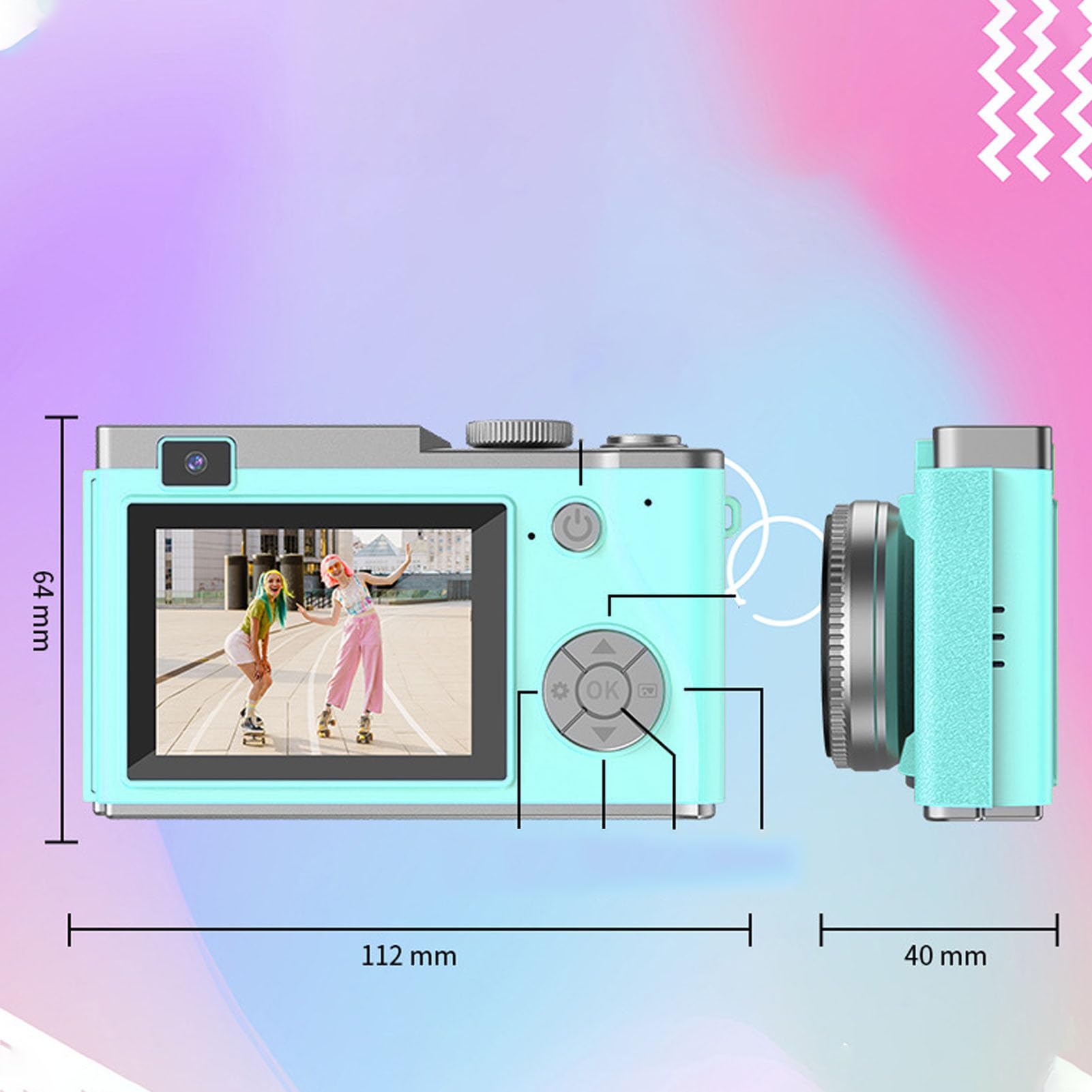 48MP 1080P Digital Camera for Vlogging - 16X Zoom Compact Point and Shoot Camera with 2.4