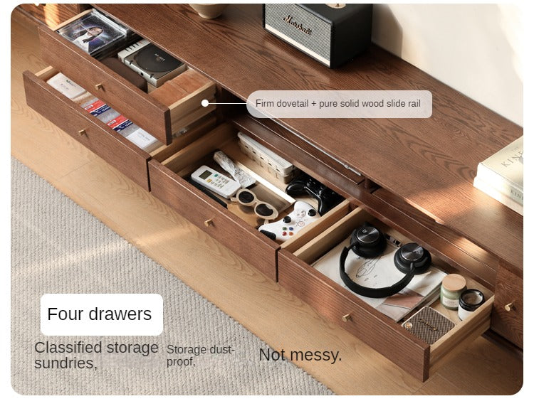 Stylish Oak Solid Wood Modern TV Stand - Nordic Design for Living Room & Entertainment Center | Perfect for 55-75 Inch TVs