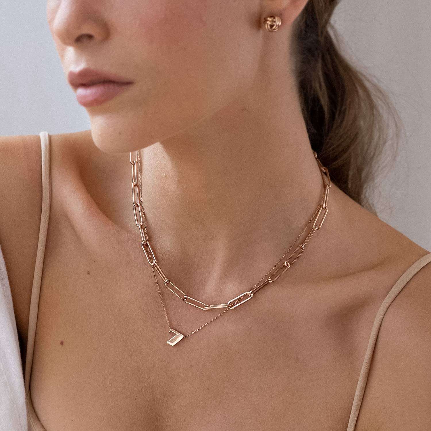 OAK & LUNA Designer Paperclip Chain Bracelet and Necklace Set - Elegant Gold Jewelry Gift for Women - Perfect for Christmas, Birthday, Mother's Day - Office Wear, Date Night, Special Occasions