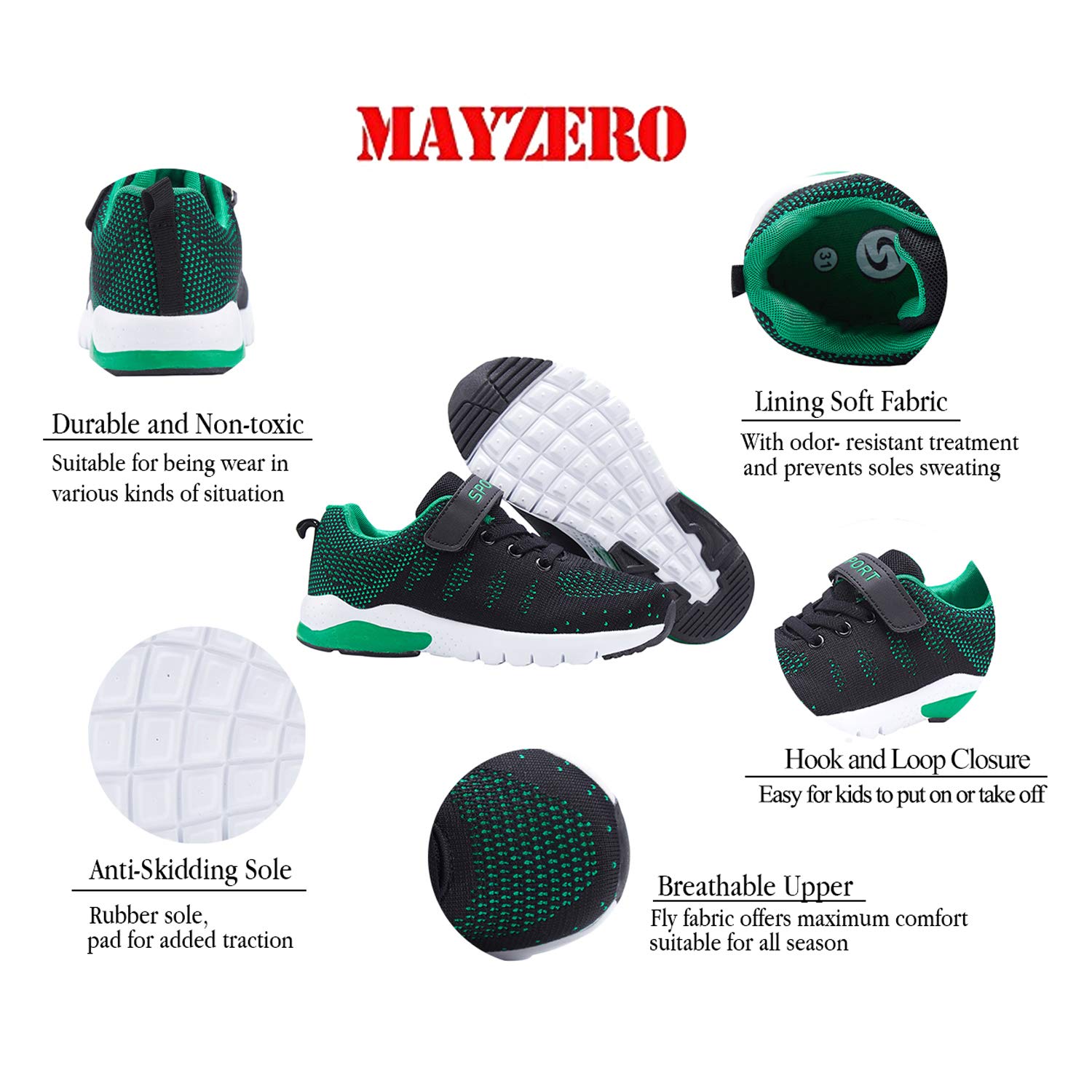 MAYZERO Kids Tennis Shoes - Breathable Lightweight Running & Walking Sneakers for Boys and Girls - Perfect for School, Sports, and Outdoor Play