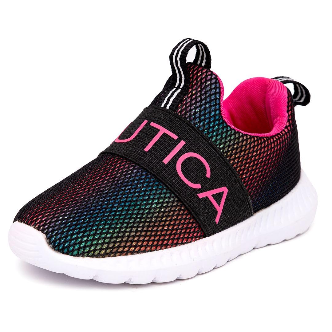 Nautica Girls' Slip-On Sneakers - Lightweight Athletic Running Shoes for Toddlers & Kids - Perfect for Walking, Running, Tennis, Playground & School Activities (Toddler/Little Kid Size)