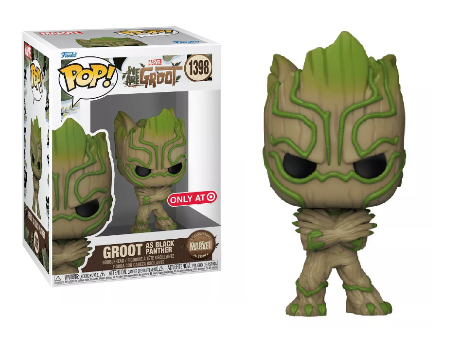 Marvel Groot as Black Panther Pop Vinyl Figure - Exclusive Collectible for Marvel Fans, Perfect for Display, Gifts & Comic Book Collections