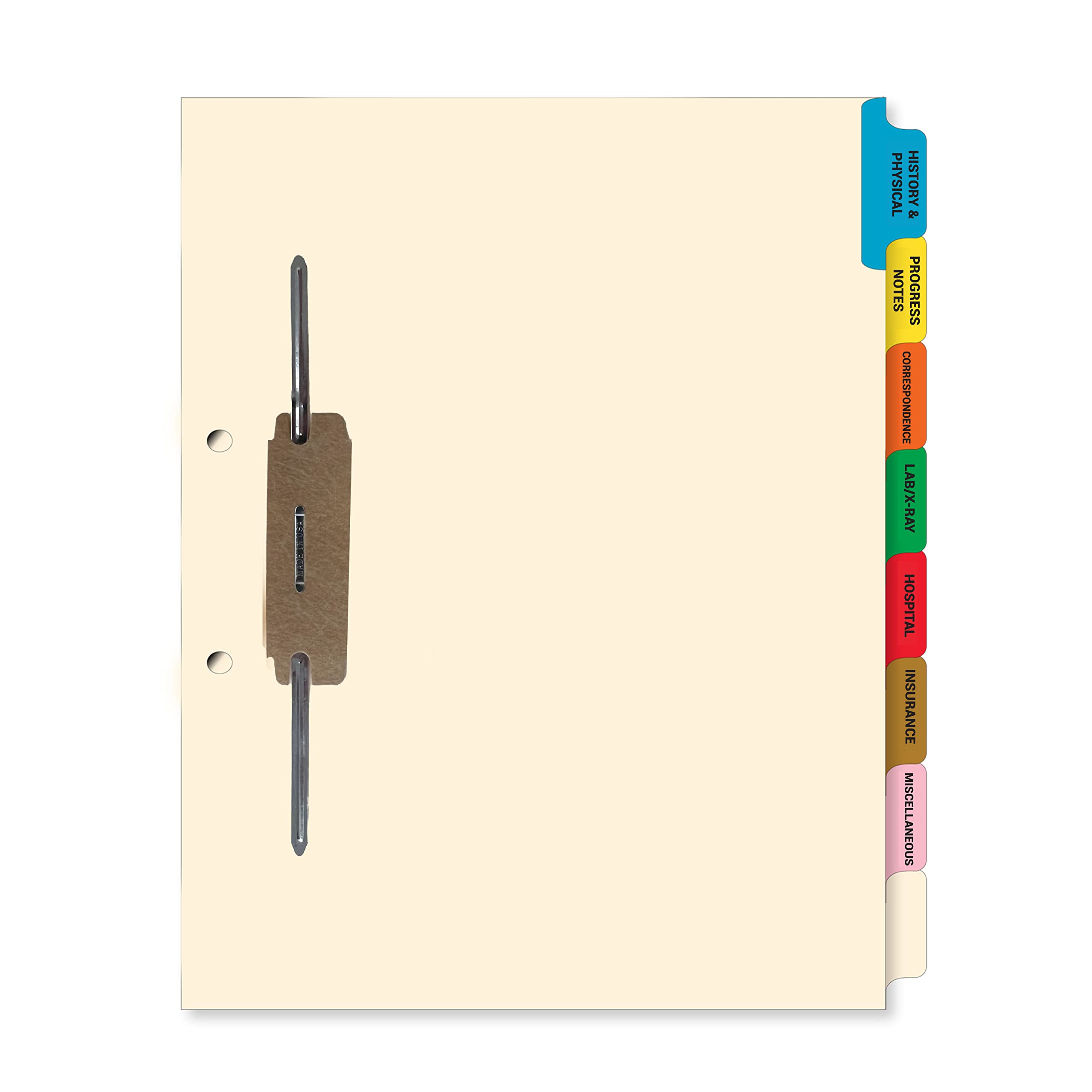 Doctor Stuff - Medical File Divider Set with Side Tabs & Fasteners (20 Sets of 8 Tabs) - Perfect for Hospital Records, Patient Charts & Medical Office Organization