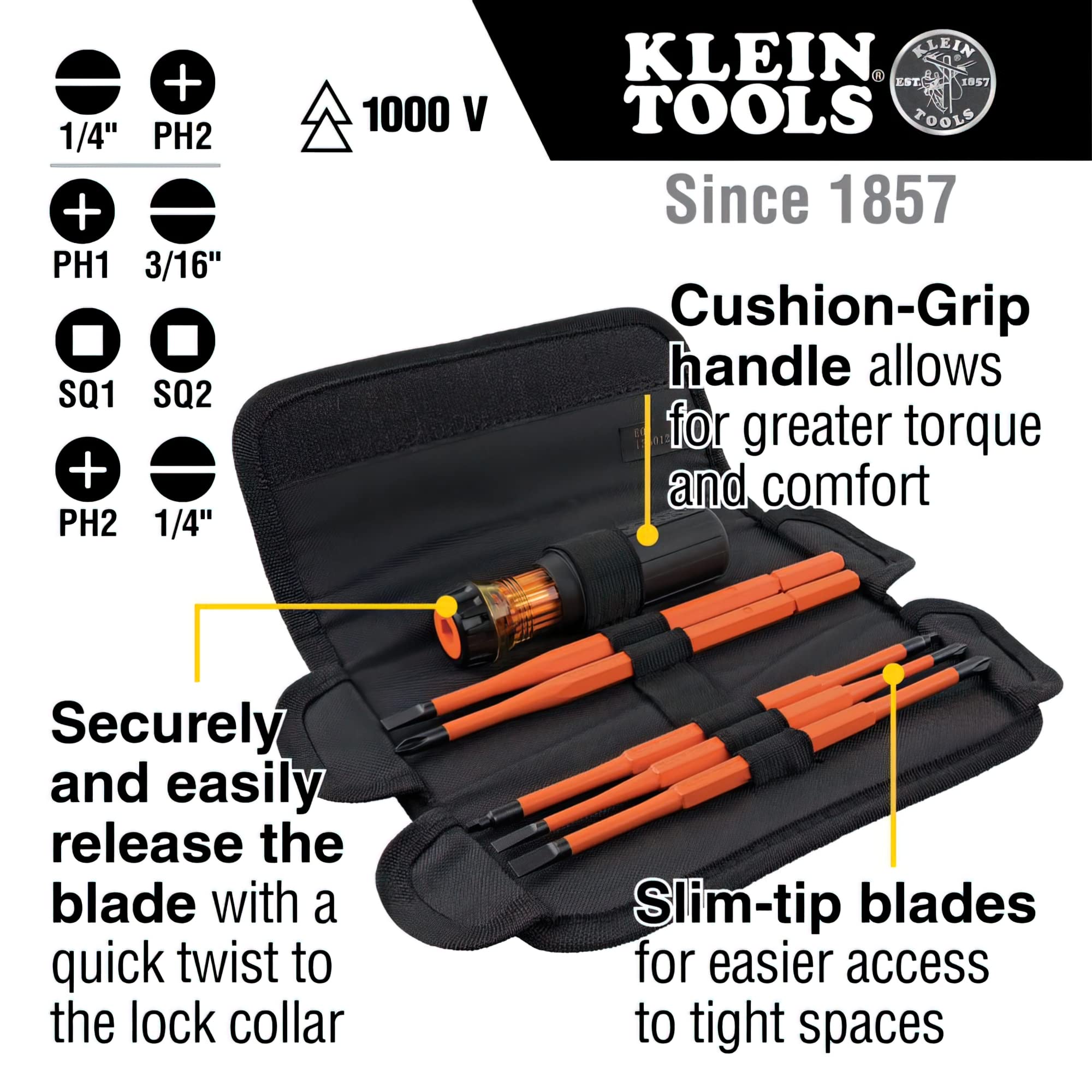 Klein Tools Insulated Screwdriver Set (32288) & Electronics Screwdriver Set (32581) - Professional Electrician Tools for Safe Electrical Work & Precision Electronics Repair