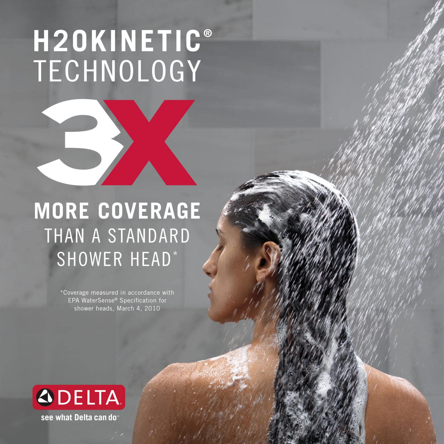 Delta Faucet Tetra H2Okinetic Handheld Shower Head with Lumicoat Chrome Finish - Detachable Shower Head for Bathroom, Spa-Like Experience - Model 59140-PR