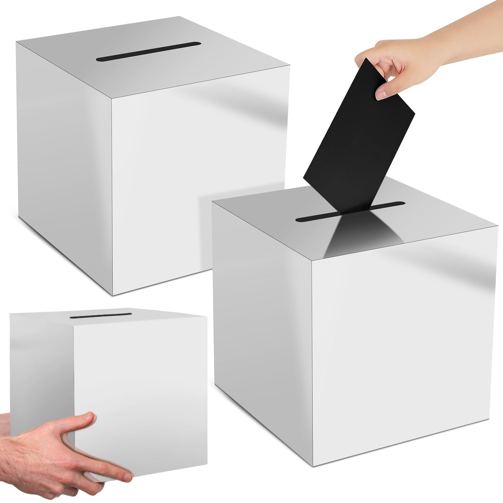 Adorox Silver Money Box - Memory Card Holder & Reception Centerpiece - Perfect for Weddings, Parties, and Gift Giving
