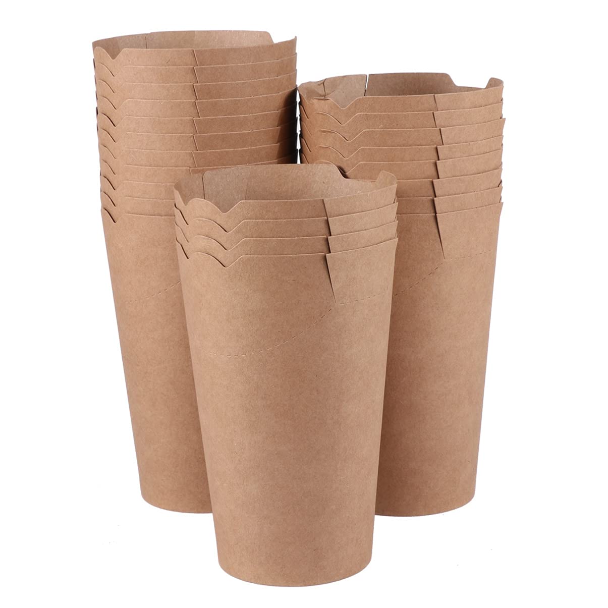 50Pcs Kraft Paper French Fry Holders & Waffle Cones - Eco-Friendly Disposable Food Containers for Weddings, Parties, Picnics | Sandwich, Popcorn, Snack Serving Trays (Brown)