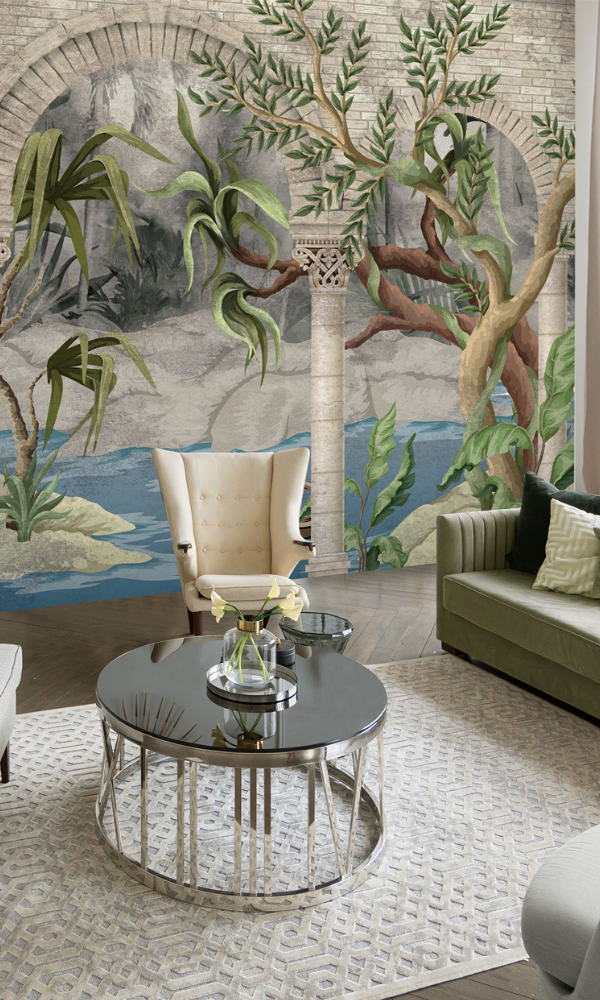 Elegant Vintage Style Outdoor Scenery Wallpaper Mural M9974 - Perfect for Living Room, Bedroom & Office Decoration