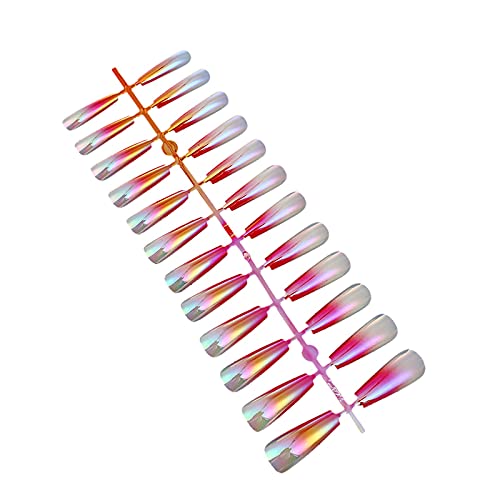 24pcs Extra Long Press On Nails - Double Sided Nail Stickers with Glossy Ballerina Shape & Gradient Colors | False Gel Nails Kit for Salon, DIY Nail Art & Home Manicure | Perfect for Parties, Weddings & Special Occasions