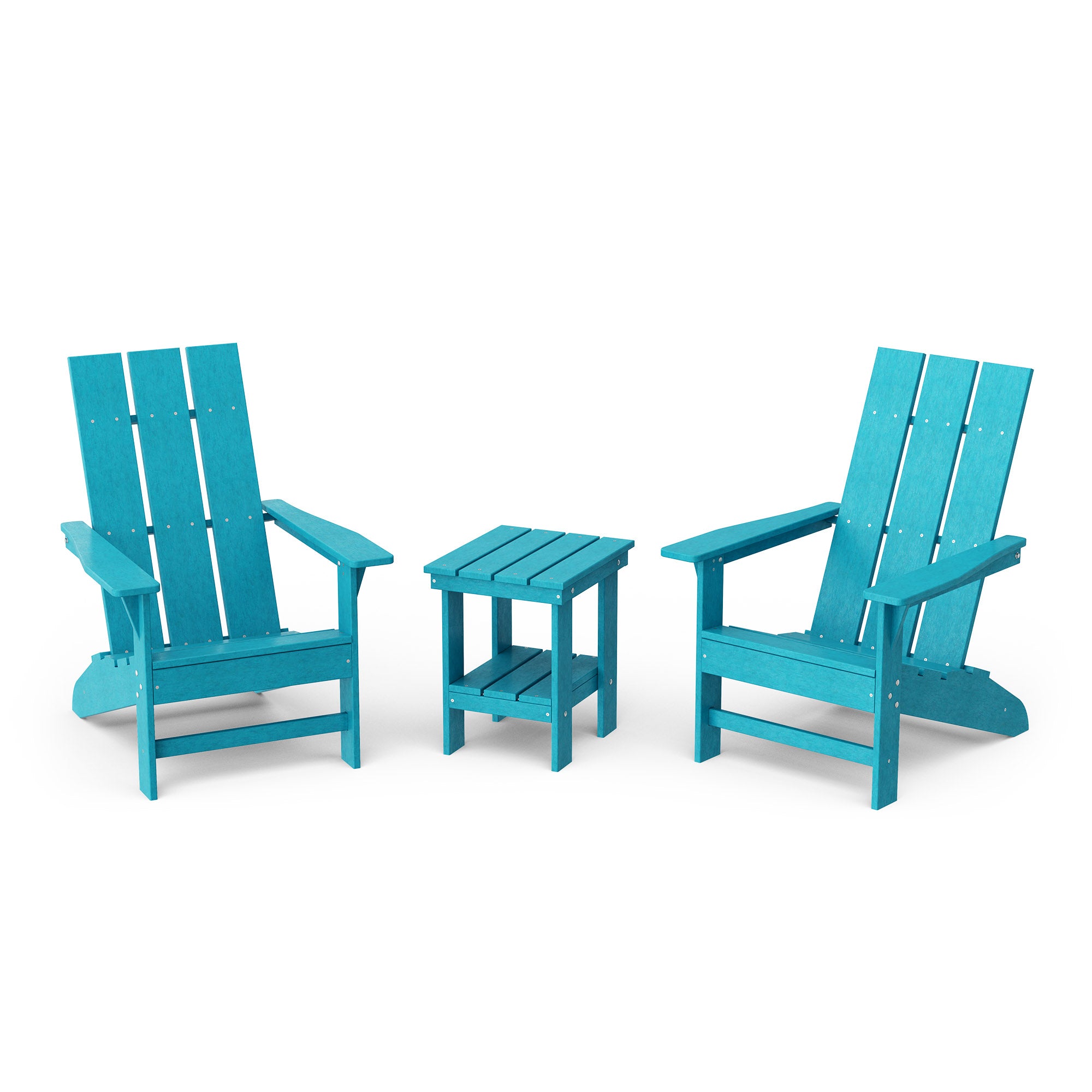 Freedom 3-Piece Modern Adirondack Chair Set with Side Table - Outdoor Patio Furniture for Backyard, Garden & Poolside Relaxation
