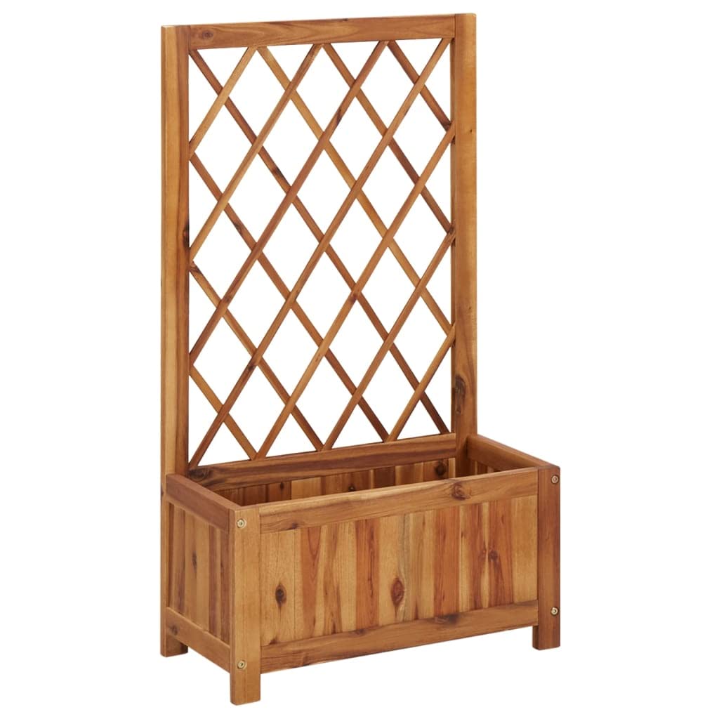 Premium CHARMMA Garden Raised Bed with Trellis - Solid Acacia Wood Planter Box for Vegetables, Flowers & Herbs - Perfect for Backyard, Patio & Outdoor Gardening