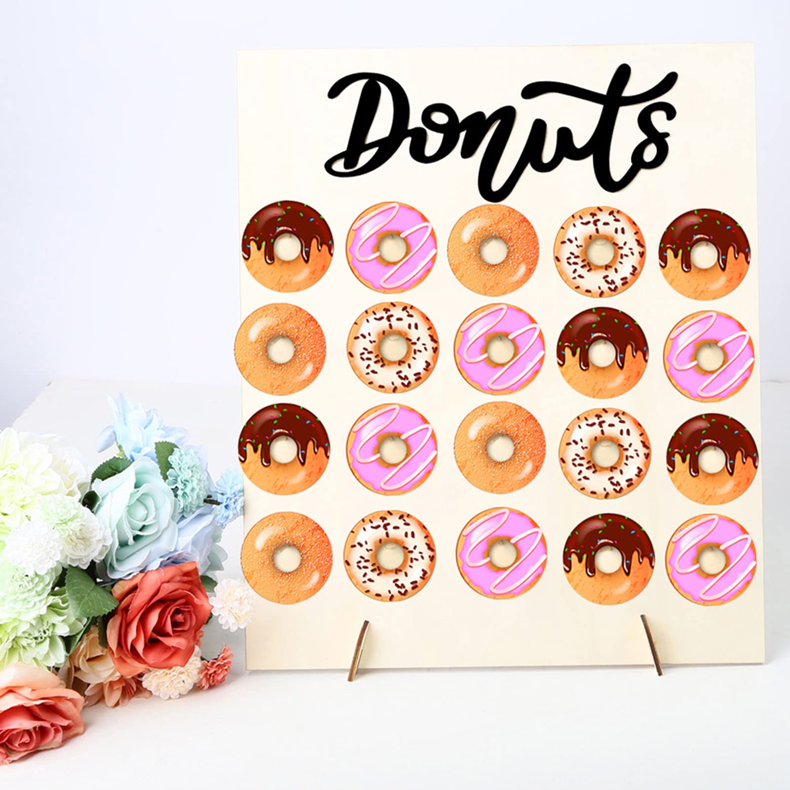 Kavolet Wooden Donut Display Stand - Reusable Donut Holder & Stacker for Party, Wedding, Birthday Decor - Perfect for Bakery Displays, Dessert Tables, and Sweet Treat Presentations