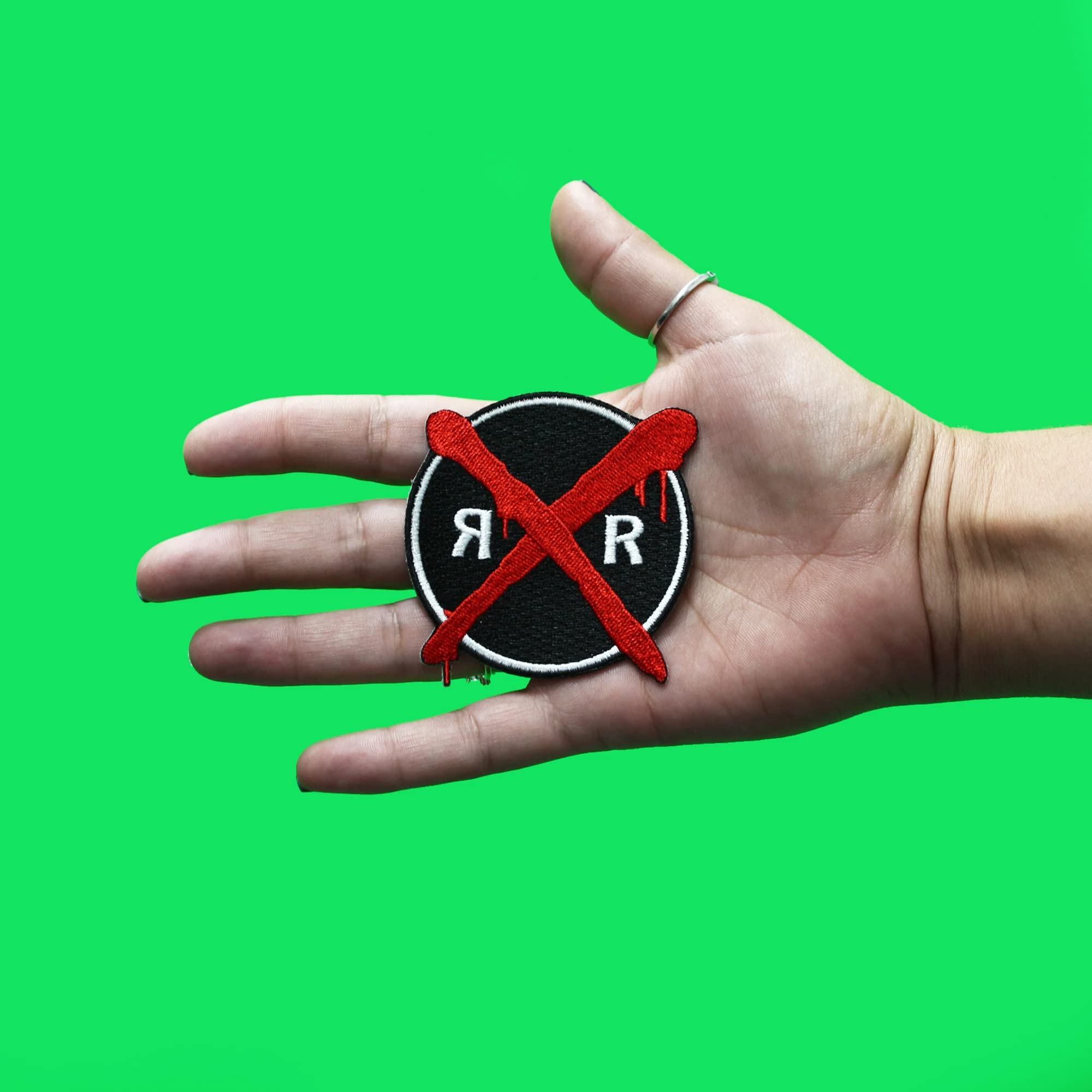 Horror Train Bloody Railroad Crossing Sign Embroidered Iron-On Patch - Perfect for Halloween Costumes, DIY Jackets & Backpacks