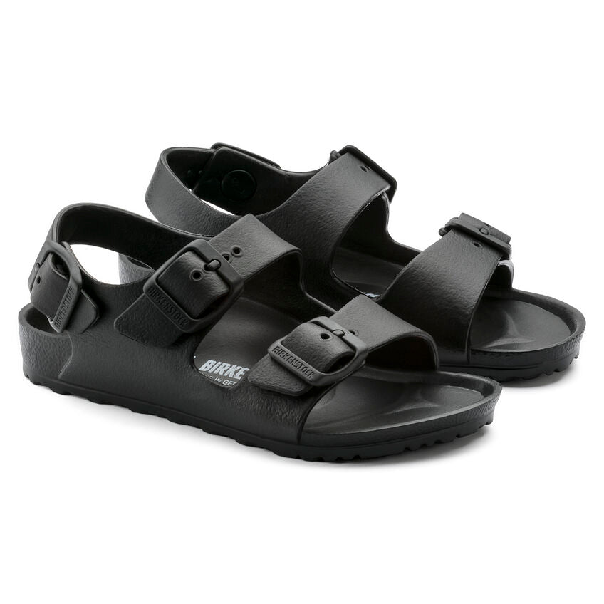 Birkenstock Kids Milano Essentials EVA Sandals - Black | Comfortable & Durable Waterproof Slides for Boys & Girls | Perfect for Beach, Pool, and Summer Outdoor Activities