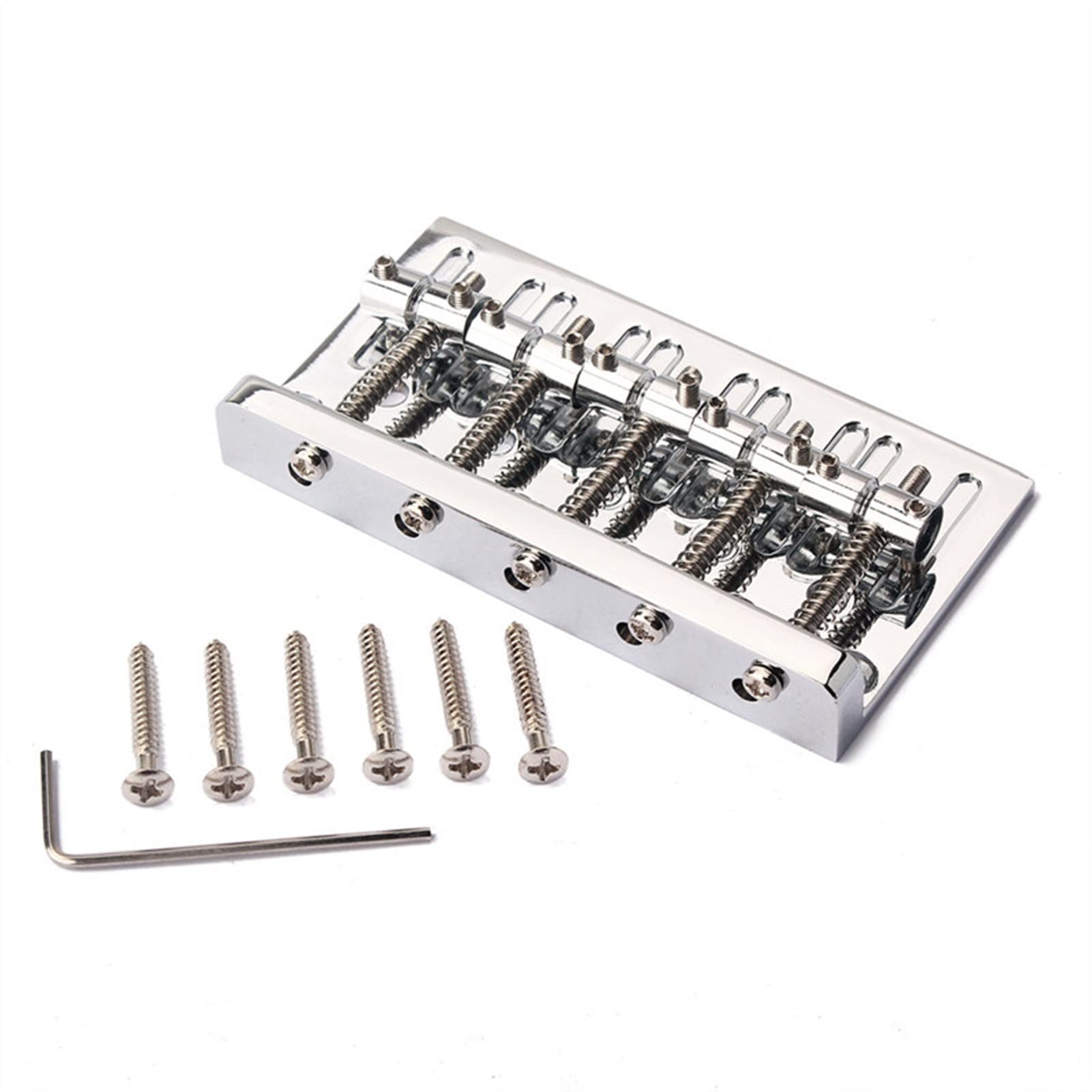 5-Piece Silver Iron Bass Bridge Set for Electric Guitar - High-Quality Replacement Parts & Accessories - Perfect for DIY Repairs, Upgrades & Professional Use