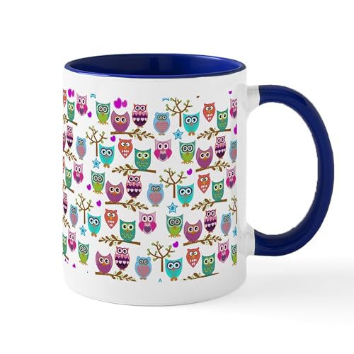 White/Navy Inside - Happy Owls Mugs